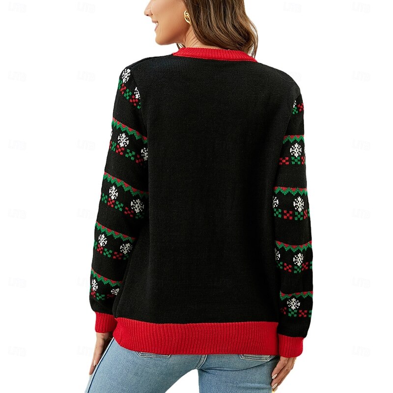 Christmas Trees Ugly Christmas Sweater Pullover Jumper Women's Christmas Funny Knitted Light Up Pattern Adults Christmas Carnival Christmas Party Top2