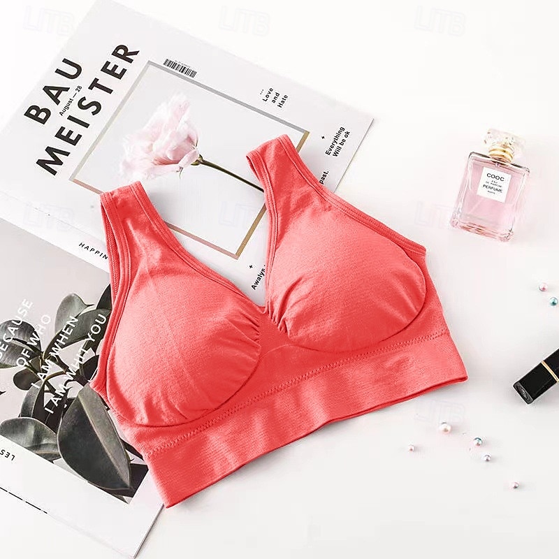 Women's Light Support Sports Bra Running Bra Open Back Bra Top No Padded Fitness Leisure Sports Running Breathable Soft Watermelon Red Black White Solid Colored