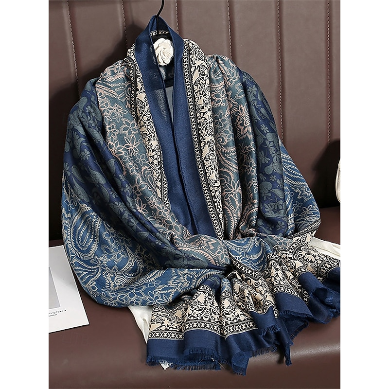 Women's Vintage Paisley Print Oversized Scarf - Soft and Warm Shawl for Winter, Casual and Formal Wear2