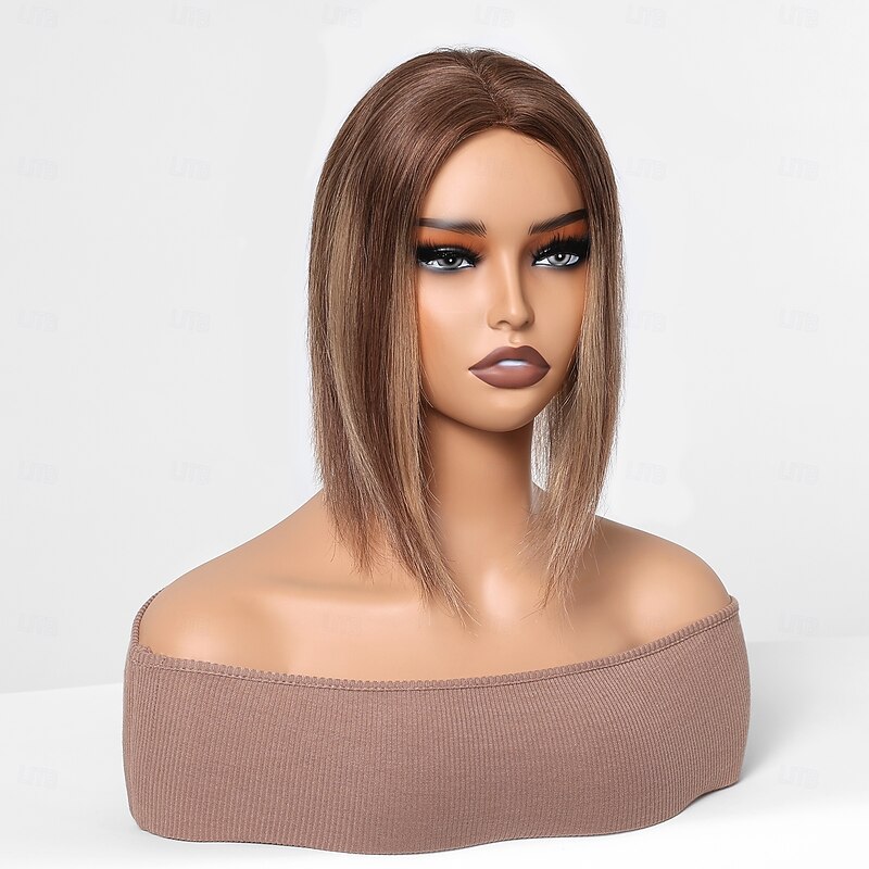 All Human Hair Toupees Straight Full Lace Women / Classic / Easy dressing Party / Party / Evening / Evening Party3