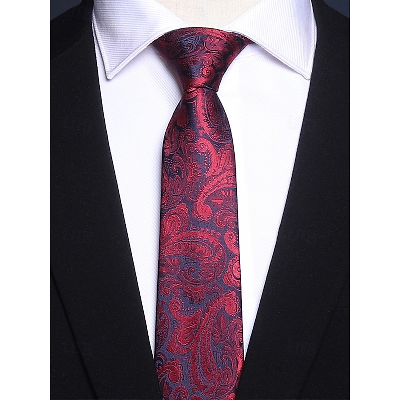 Men's Paisley Faux Silk Tie – Classic Vintage-Style Floral Pattern Necktie for Formal and Business Attire3