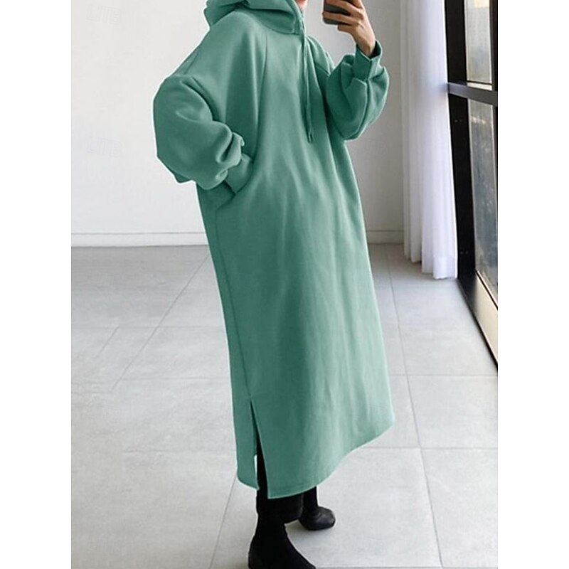 Women's Hoodie Sweatshirt Casual Sherpa Plain Dailywear Hoodie Long Sleeve Black Green Army Green Gray Fall Winter4