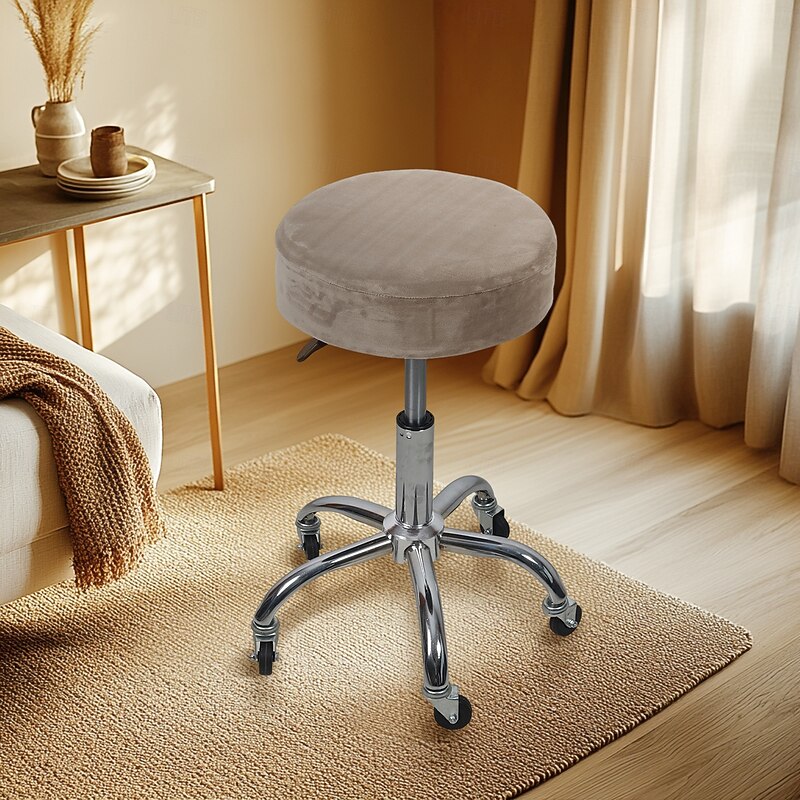 Round Bar Stool Covers Velvet Stretch Dining Chair Seat Slipcover Cushion Slipcover Elastic Soft and Washable for Wedding Party Wedding