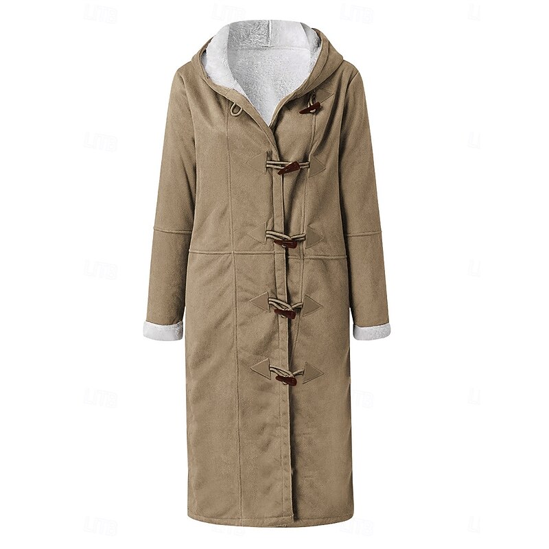 Women's Winter Coat Teddy Coat Outdoor Street Daily Wear Fall Winter Long Coat Regular Fit Thermal Warm Breathable Stylish Casual Jacket Long Sleeve Plain with Pockets Wine Khaki Gray2