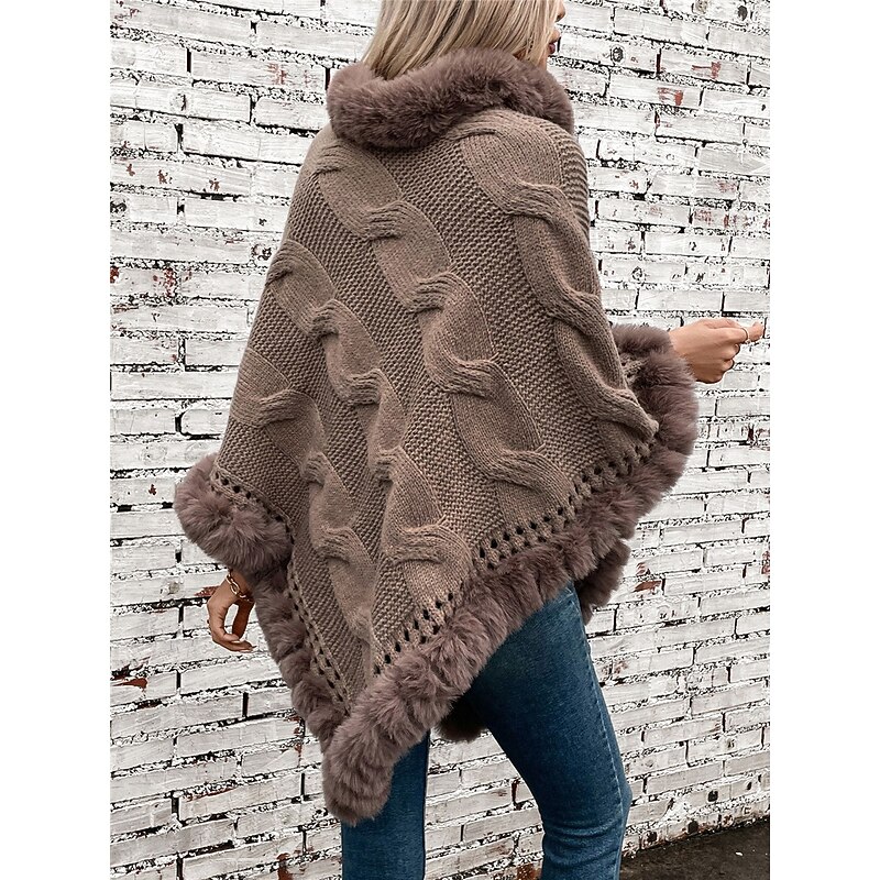 Women's Shrug Casual Soft Pure Color Ribbed Turtleneck Knitted Long Sleeve Regular Tops Knit Outdoor Daily Weekend Fuchsia Apricot Fall Winter2