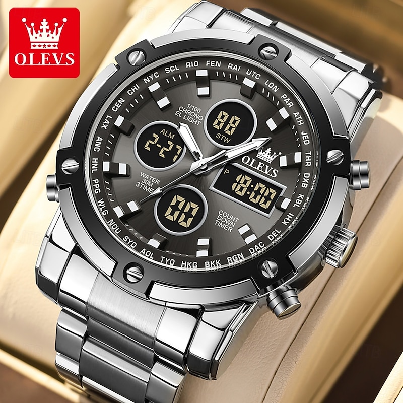 OLEVS 1106 Men's Watch Luxury Brand Quartz Watch Trend Sports Alarm Clock LED Display Waterproof Timing Code Watch Men's Watch