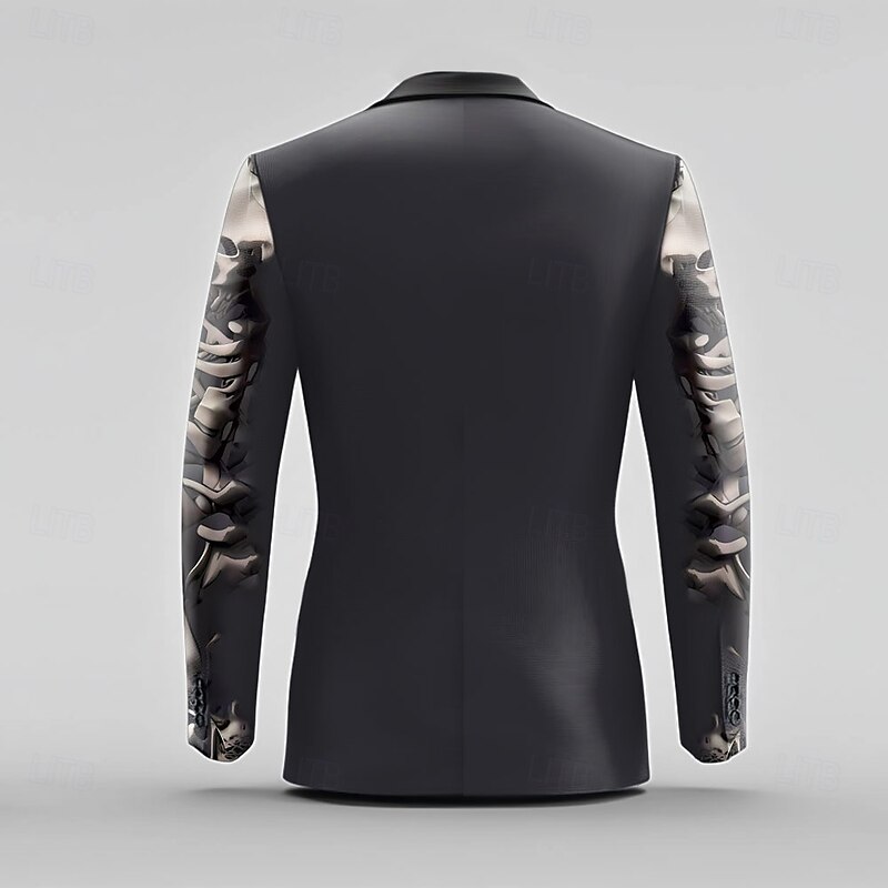 Men's Cool Skulls Long Sleeve Turndown Artistic Dark Performance Party Evening Wear Buttons 3D Print Multi Pocket2