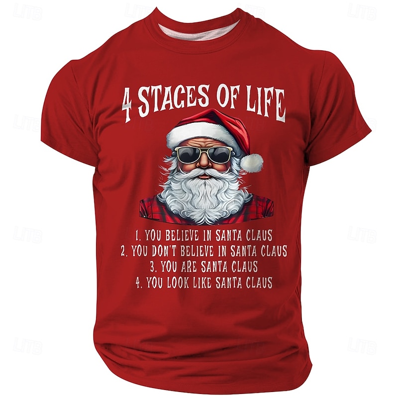 Christmas Men's Funny Christmas 3D T-shirts Santa Claus Casual Street Style 3D Print Tee Sports Outdoor Holiday Black White Red Short Sleeve Crew Neck Spring & Summer Clothing Apparel S M L XL2