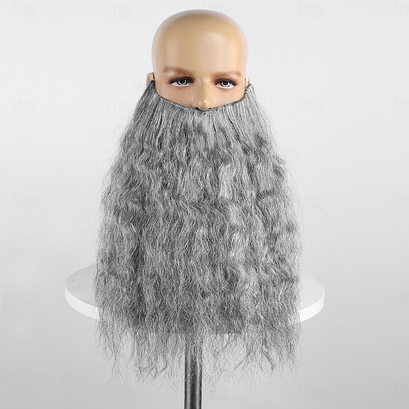 Synthetic Wig Curly With Bangs Machine Made Wig Short Grey Synthetic Hair Men's Gray4