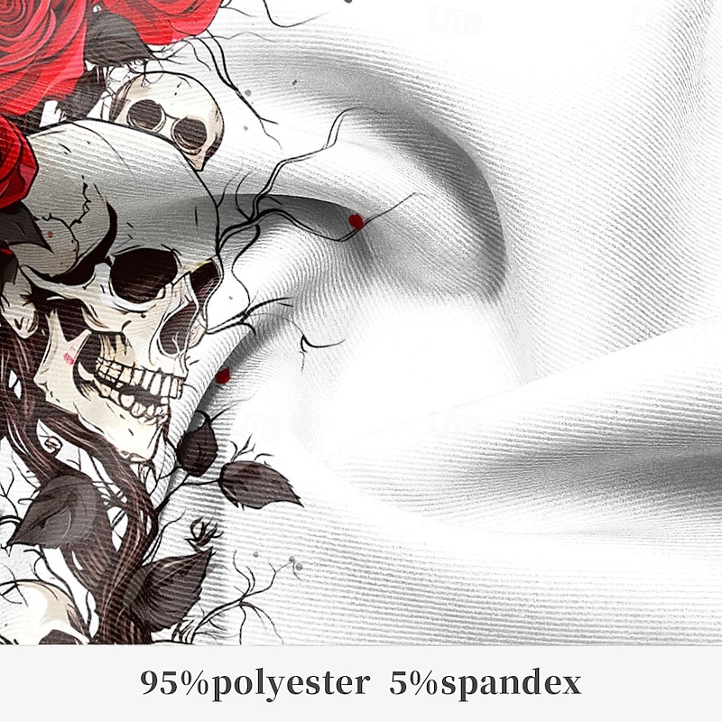 Men's Rose Skull Long Sleeve Turndown Artistic Party Evening Wear Dailywear Buttons 3D Print Multi Pocket3