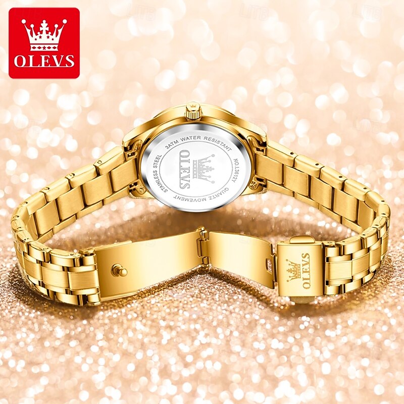 OLEVS 3612 Original Elegant Quartz Ladies Watch Week Calendar Display Dress Watch For Women Waterproof Stainless Steel Clock3