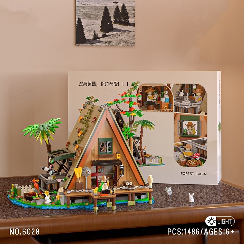 Wood Cabin Building Set Forest Log Cabin House Building Block Toy Christmas Gifts for Adults Boys Girls Aged 12 (1486 PCS)4