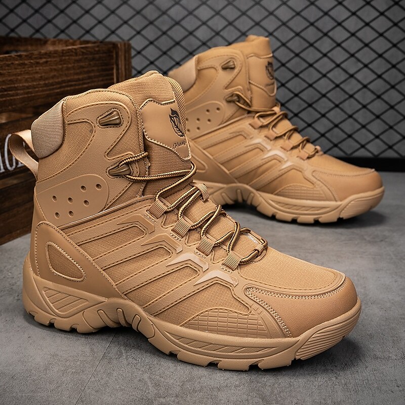 Men's Tan Outdoor Hiking Boots with Rugged Non-Slip Sole, Durable Construction, and Comfortable Fit for Outdoor Adventures4