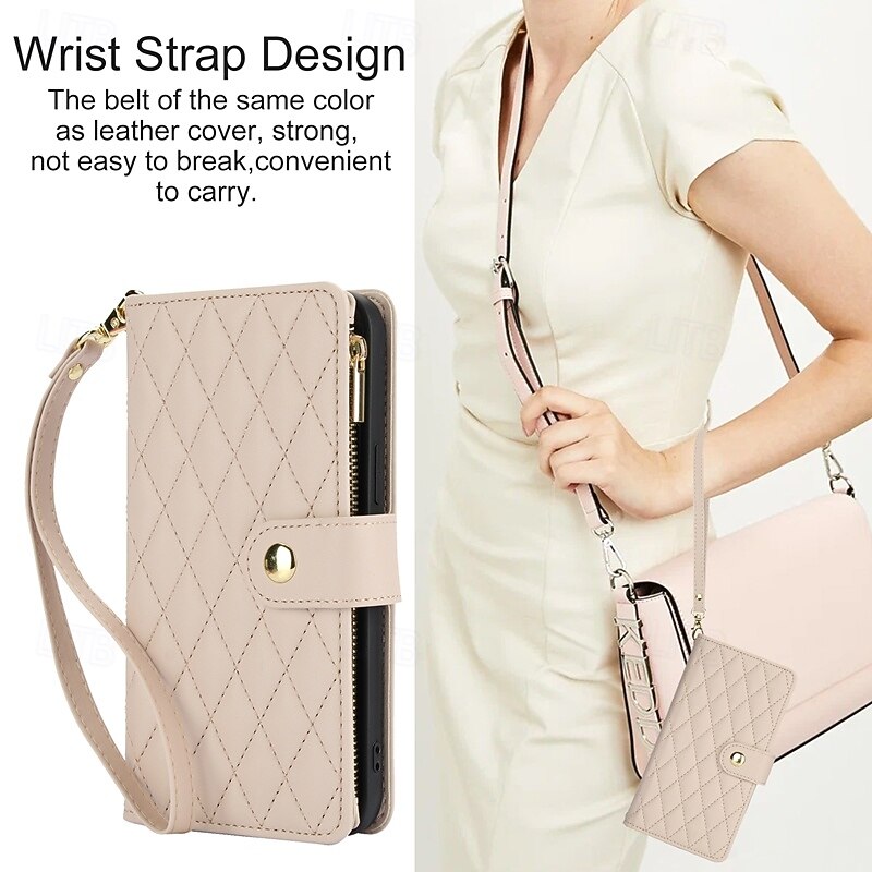 Phone Case For Pixel 9 Pro Pixel 9 Pro XL Pixel 8 Pro Pixel 8 Pixel 9 Pixel 7 Pixel 7 Pro Pixel 6 Pixel 6 Pro Back Cover with Stand Holder Zipper with Lanyard Retro TPU PU Leather4