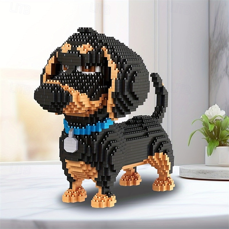 2100pcs Building Blocks Sets Cute Animal Dachshund Dog Holiday Gift Room Decoration Christmas Gift3