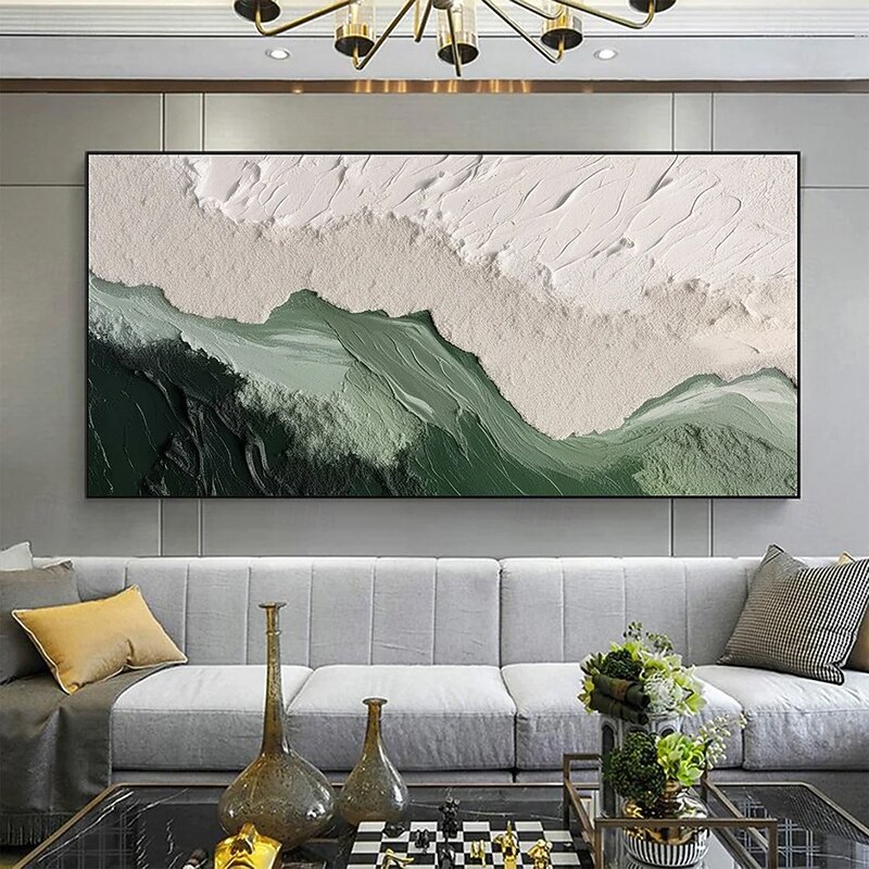 Mintura Handmade Sea Wave Oil Paintings On Canvas Wall Art Decoration Modern Abstract Beach Scenery Picture For Home Decor Rolled Frameless Unstretched Painting