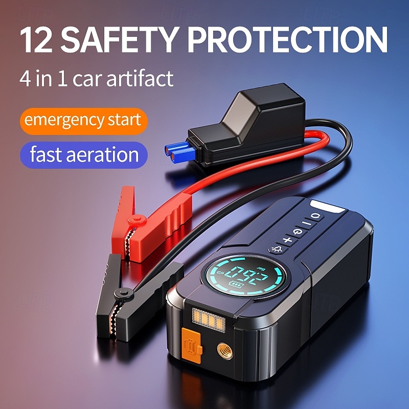 Car Multi-function Air Compressor Jump Starter Air Pump Convenient Tire Inflator Portable Battery Starter2