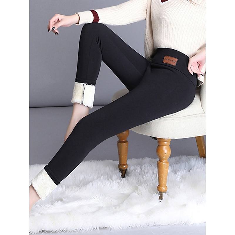 Women's Yoga Pants Fleece Lined Leggings Yoga Leggings High Waist Pilates Gym Workout Workout Tights Animal Patterned Black Gray Fleece Fall Winter Sports Activewear Stretchy Slim3