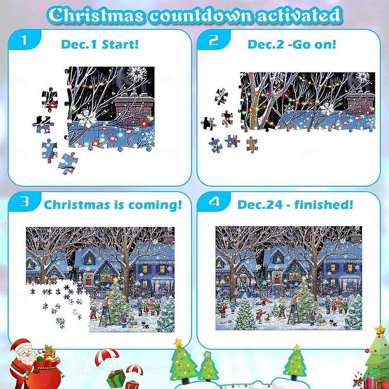 Christmas Advent Calendar 2025 Jigsaw Puzzle Xmas 1008 Pieces Puzzle 24 Days Christmas Countdown Calendars for Kids Adults3