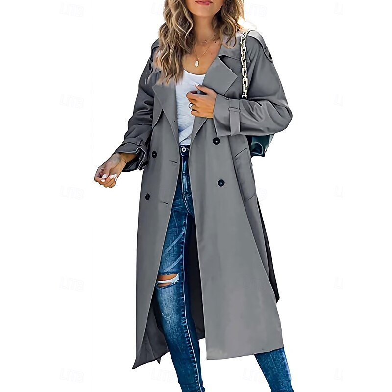 Women's Casual Jacket Work Button Solid Color Windproof Fashion Loose Fit Outerwear Long Sleeve Fall Black S2