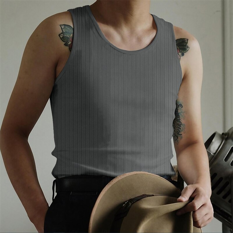 Men's Tank Top Vest Top Undershirt Sleeveless Shirt Sleeveless Crew Neck Summer Solid Color Fashion Casual Comfortable Street Daily Holiday Black White Gray Top Tee for Men3