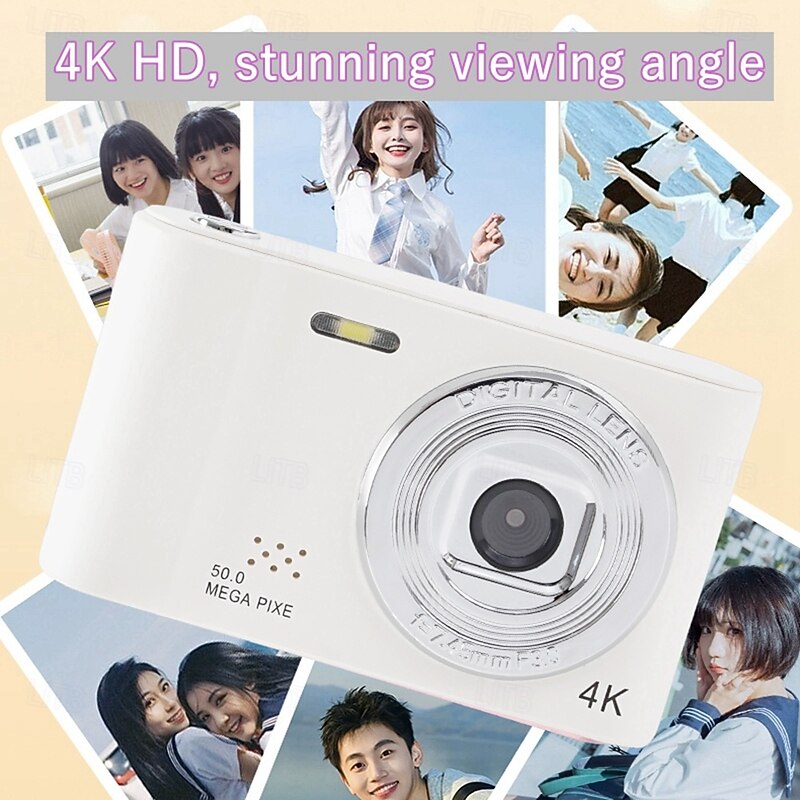 4K Digital Camera Point and Shoot Photography Travel Selfie Camara 2.4inch Screen Entry-Level Gift Compact Digicam Selfie Mini Retro Cam3