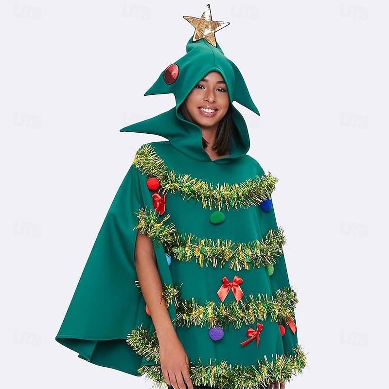 Christmas Trees Cape Hooded Cloak Shawls Women's Cosplay Costume Adults Christmas Christmas Eve Party & Evening Cloak