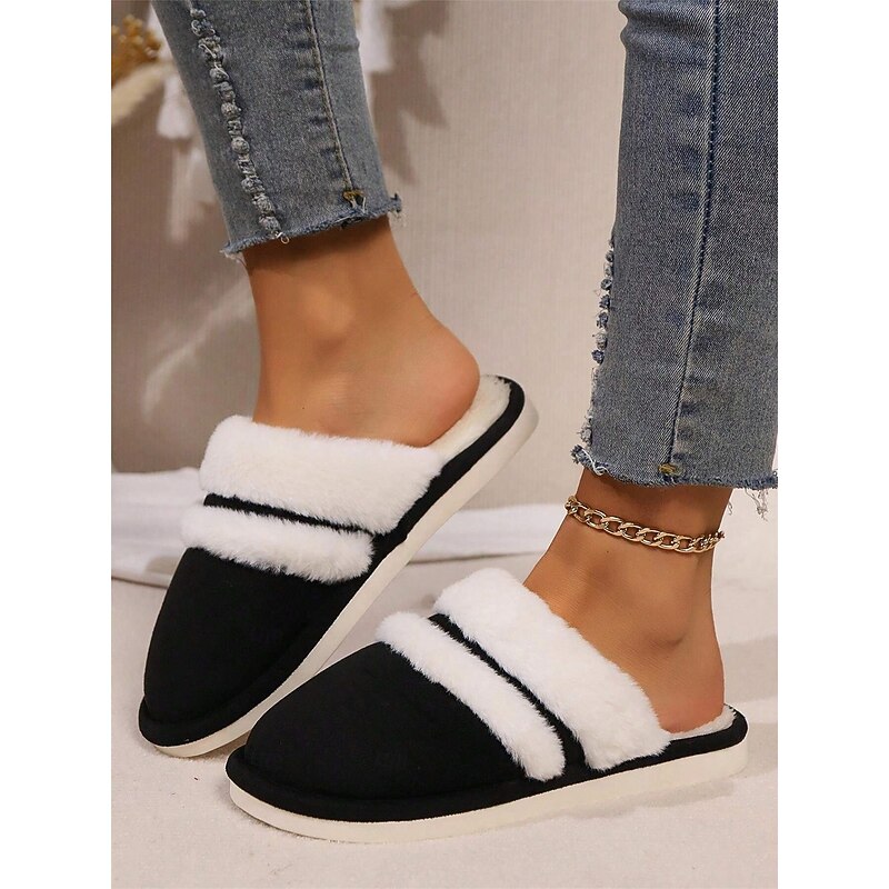 Women's Cozy Faux Fur Lined Slippers with Suede Finish – Warm Indoor Shoes for Winter Comfort 8