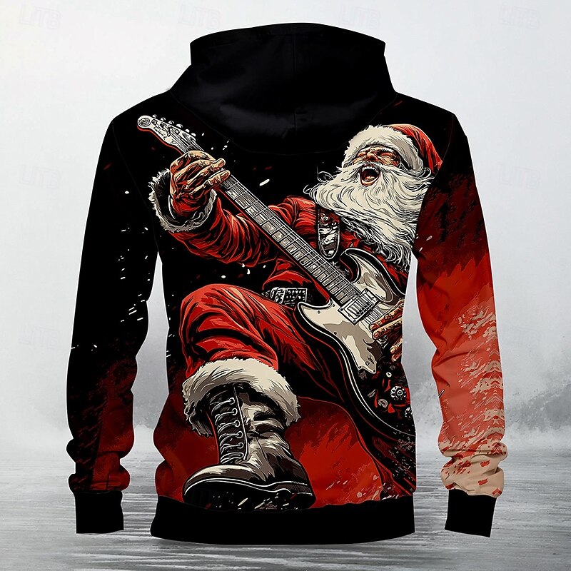 Men's Santa Claus Hoodie Hoodies Sweatshirt Fashion Cowboy Long Sleeve Hooded Christmas Travel Festival Red Pocket 3D Print Fall Winter Designer2