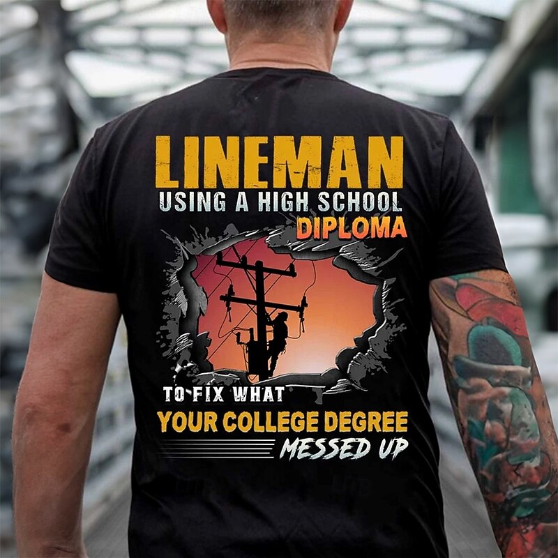 Men's Letter Printed T Shirt Tee Top 100% Cotton Short Sleeve Graphic Shirt Black Comfortable Tee Street Sports Outdoor Fashion Designer Clothing