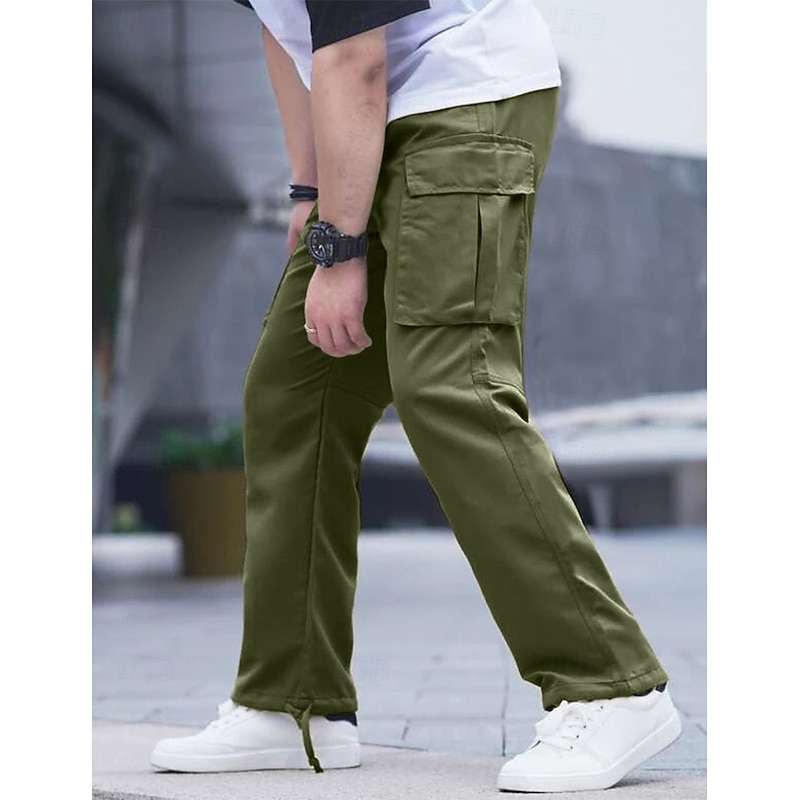 Men's Cargo Pants Cargo Trousers Joggers Drawstring Elastic Waist Plain Comfort Soft Outdoor Daily Going out Fashion Casual Black Light Green3