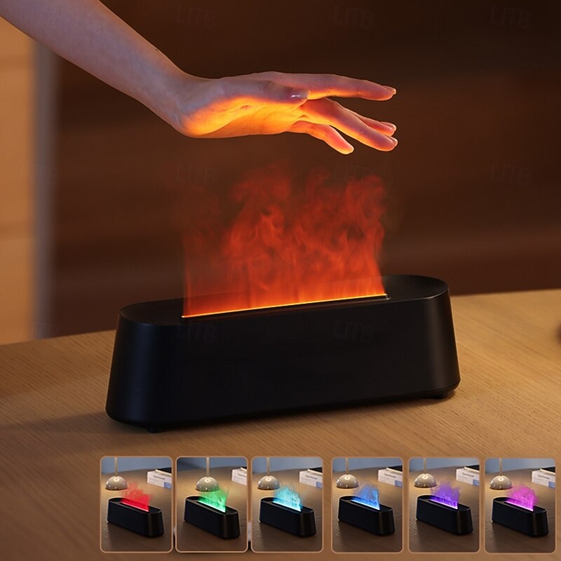 Colorful Flame Fire Diffuser Humidifier Essential Oil Aromatherapy Diffuser with Remote Control 300ml Large Ultra-Quiet Aroma Diffusers 7 Colors3