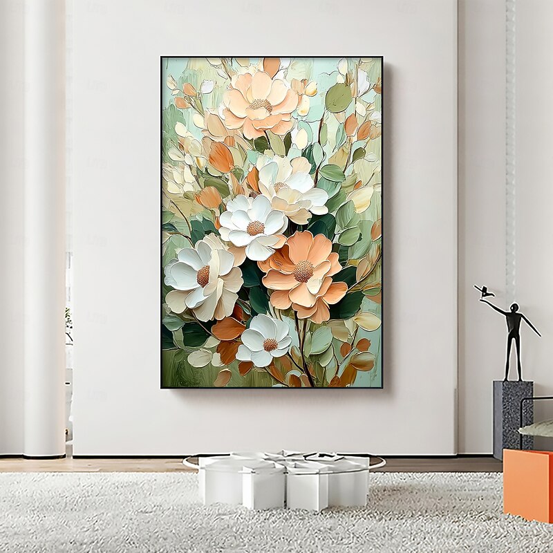 Handmade Original Minimalist Color Oil Painting On Canvas Abstract Texture Floral Wall Art for Home Decor With Stretched Frame/Without Inner Frame Painting4