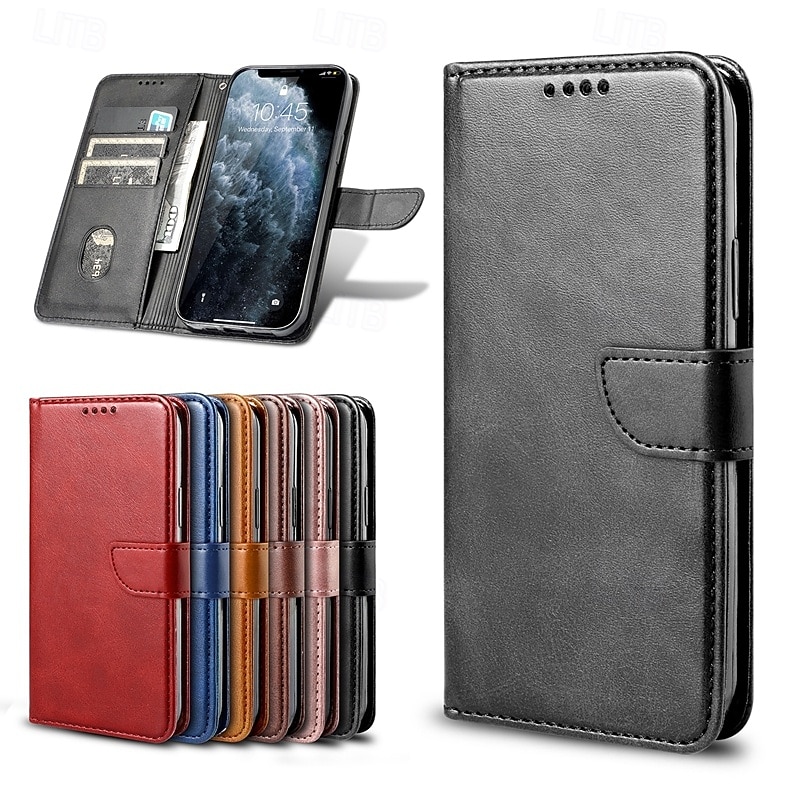 Phone Case For S25 S24 S24 FE S23 S22 S21 Ultra Plus A55 5G A35 5G A25 A15 Back Cover with Stand Holder with Wrist Strap Card Slot Retro TPU PU Leather