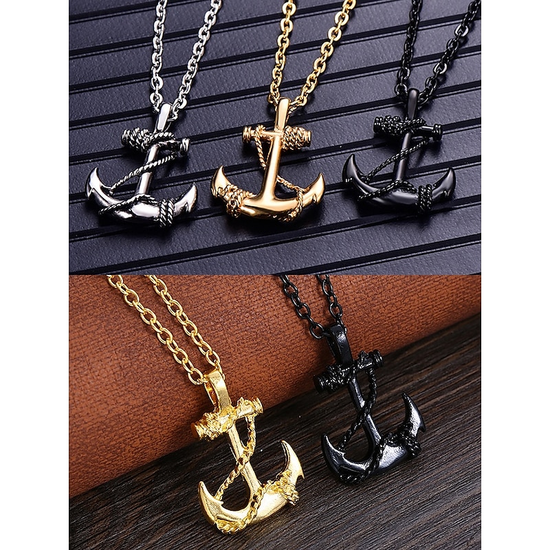 Men's Anchor Pendant Necklace - Nautical Style Fashion Jewelry for Casual and Formal Occasions4