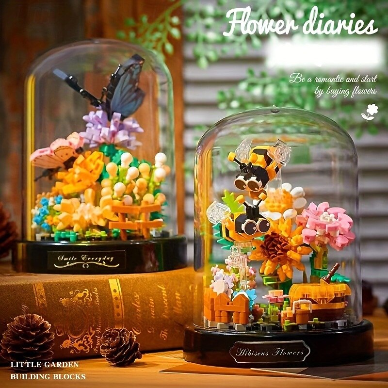 Building Blocks Immortal Bouquet Home Office Decoration Ornaments Christmas Gifts Assembly Building Blocks Toys Halloween Gifts Handmade Diy Splicing Creative Toys Christmas Gift3