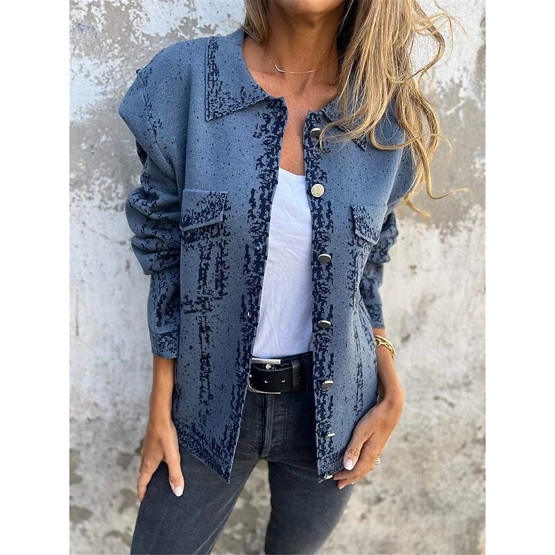 Women's Denim Jacket Outdoor Street Daily Wear Fall Winter Regular Coat Regular Fit Thermal Warm Breathable Stylish Casual Jacket Long Sleeve Solid Color with Pockets Black Blue Khaki4