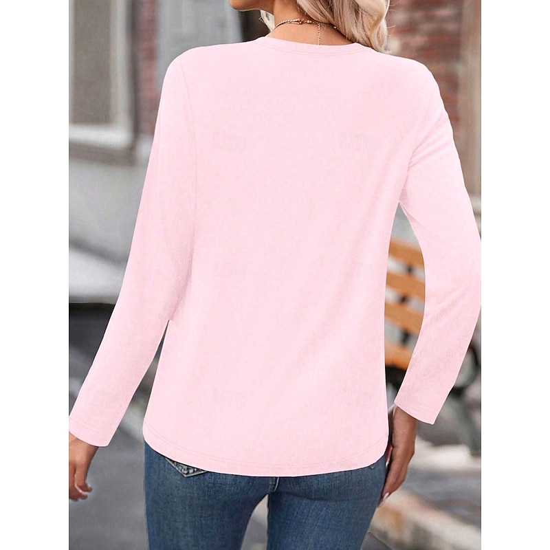 Valentine Women's Heart T Shirt Casual Heart Regular Tops Print Regular Fit Daily Pink Spring Fall Prefall2