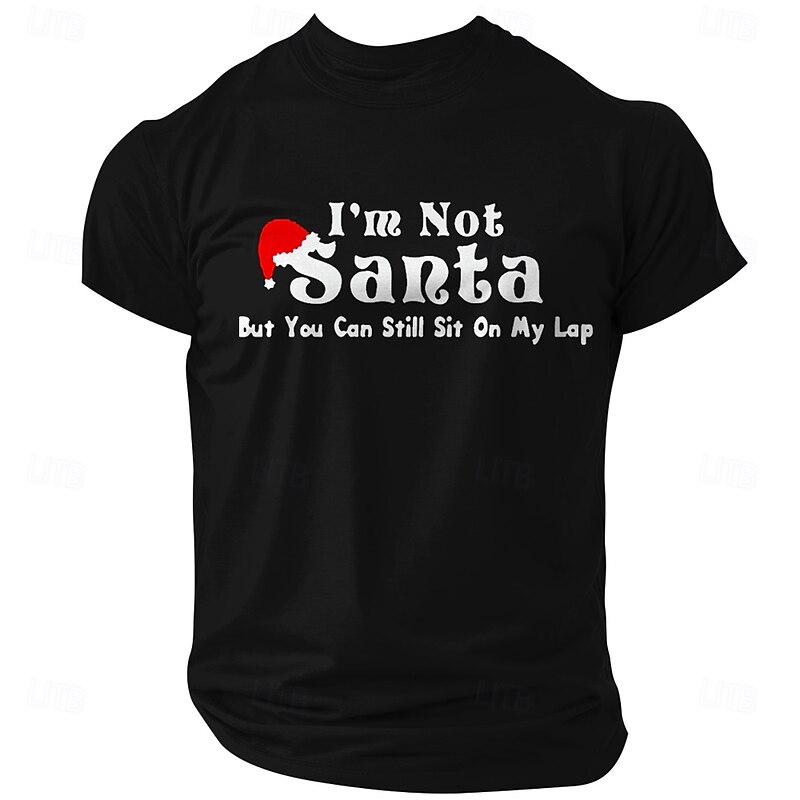 Christmas Men's Santa Claus Funny Hat T Shirt Short Sleeve T shirt Crew Neck Shirt Sports Classic Casual Festival Black Army Green Dark Blue Summer Spring Clothing Apparel S M L XL XXL4