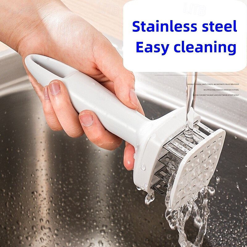 Meat Tenderizer Stainless Steel Meat Looser 24 Needle Automatic Spring Meat Hammer Rib Breaking Perforator Kitchen Gadgets4