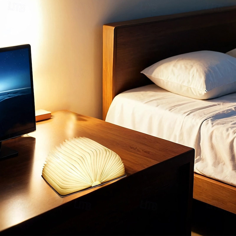 LED Book Night Light. Portable Tri-color Table Lamp,  USB Rechargeable Magnetic Foldable Desk Lamp for Home Decoration2
