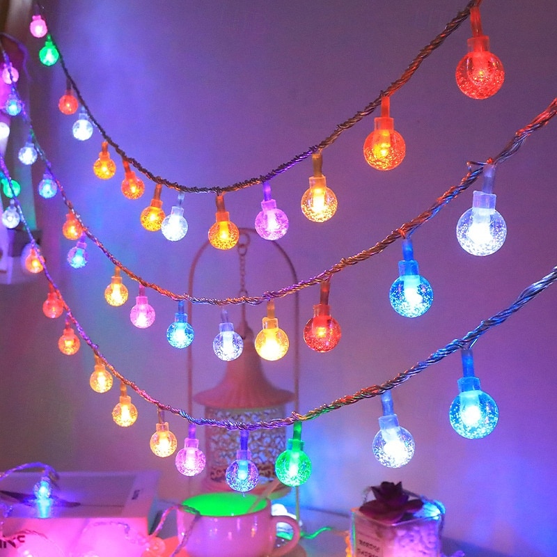 Christmas Crystal Ball Bubble Fairy String Lights 5m 50LEDs Battery Powered Garland Lights Christmas Tree New Year Party Home Garden Balcony Pendant Outdoor Camping Wedding Holiday Decoration4