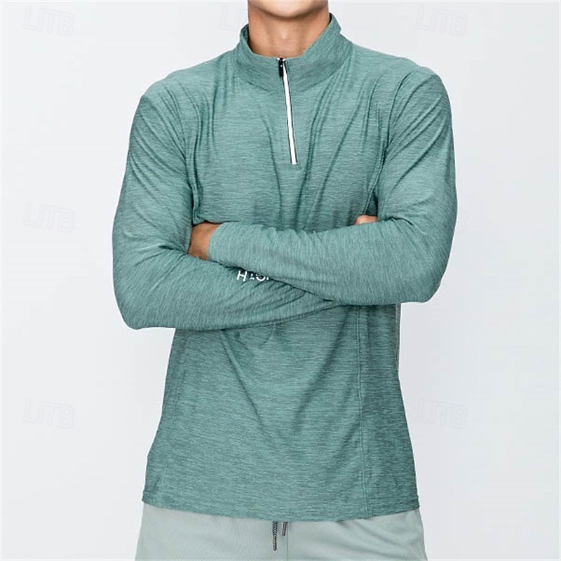 Men's Running T-Shirt Long Sleeve Tee Tshirt Casual Athleisure Fall Solid Colored Breathable Gym Workout Walking Jogging Sportswear Activewear Black Royal Blue Military Green