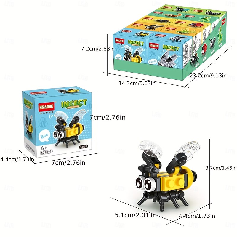 Insect Building Blocks Insect Model Different Little Insects Building Blocks Bee Ladybug Firefly Dragonfly Spider Toy For Boy/Girl Children's Toys Gifts Easter Gift Christmas Halloween Gift2