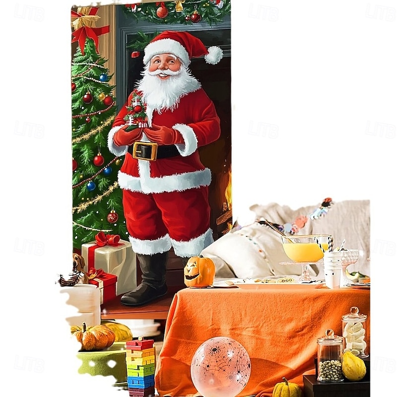 Christmas Door Decorations Door Covers Nativity Scene Xmas Snowman Door Tapestry Door Curtain Decoration Backdrop Indoor/Outdoor Door Banner for Front Door Farmhouse3