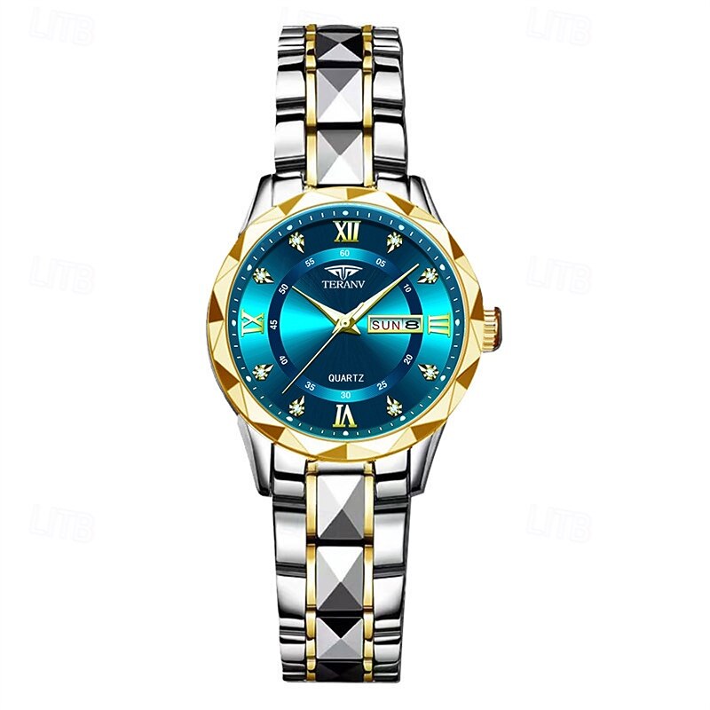 1pcs New Stainless Steel Band Fashion Trend Ladies Watch Luminous Calendar Week Display Simple Leisure Life Travel Quartz Watch Birthday Gift Holiday Gift Gift Ideal Choice Ladies Sports Watch4