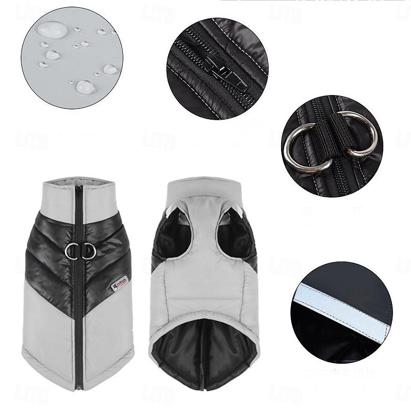 Dog Coat Jacket Puffer Jacket Reflective Waterproof Windproof Warm Outdoor Dog Clothing for Small Medium Large3