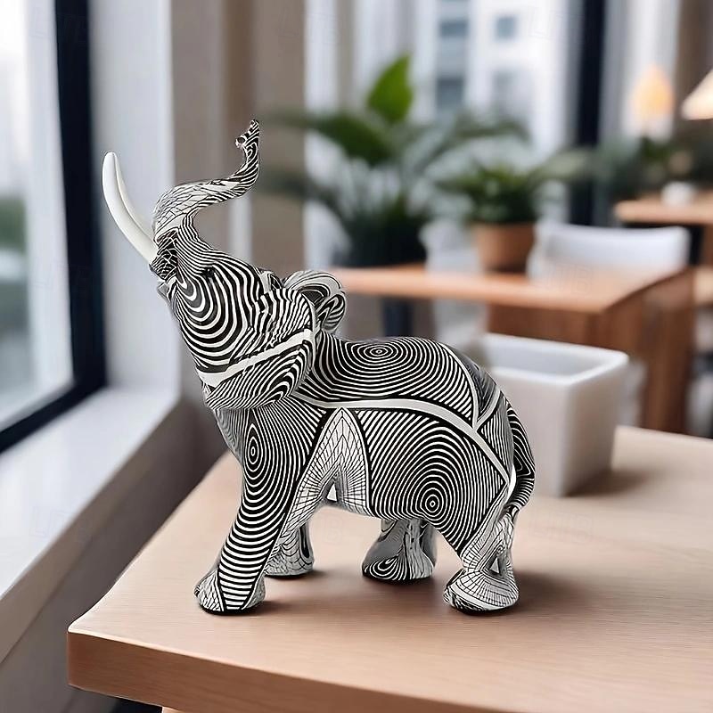 Resin Colorful Elephant Statue, Colorful Art Elephant Sculptures Colorful Elephant Decor Feng Shui Ornament Elephants Animal Sculpture For Kitchen Office Shelf Home Decor, For Home Office Desktop Room4