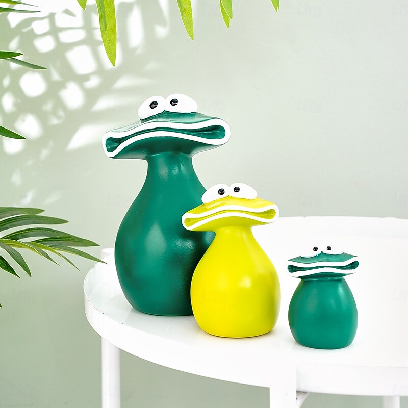 Resin Sculpture of Three Frogs - Sad Big Mouth Frog Statue Decoration, Resin Frog Animal Decoration for Garden and Home.