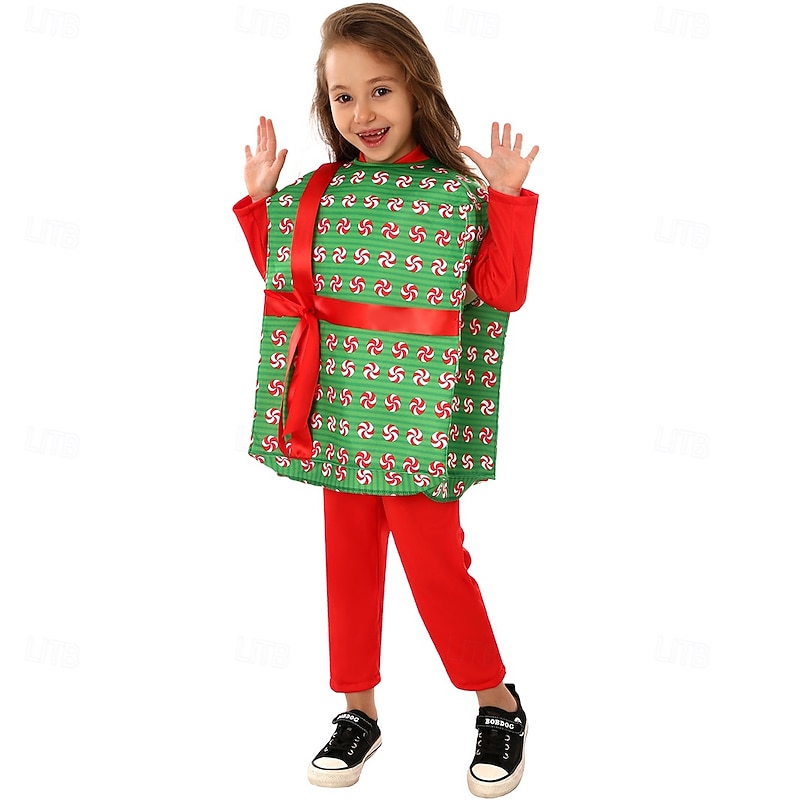 Christmas Gift Candy Cane Outfits Fancy Costume Christmas Costume Boys' Girls' Cosplay Costume Kid's Christmas New Year Christmas Eve Christmas Party Vest3